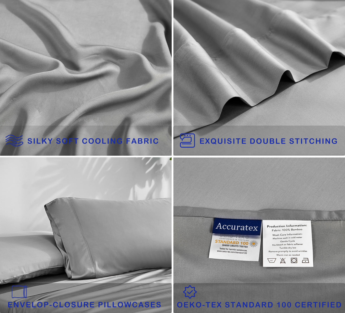 ACCURATEX Cooling Sheets - Viscose Made from Bamboo, Natural Cool Sheets for Hot Sleepers